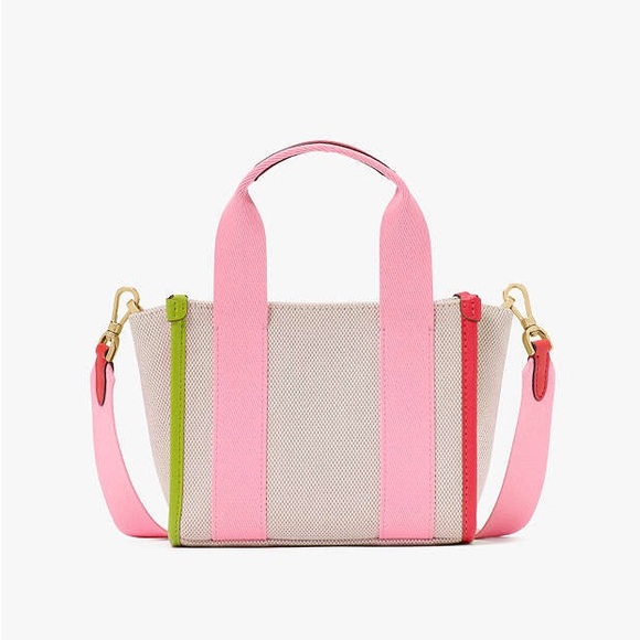 Kate Spade Kip Canvas Mini Tote Preppy Chic Dream Barbiecore resortwear coastal - Picture 6 of 14